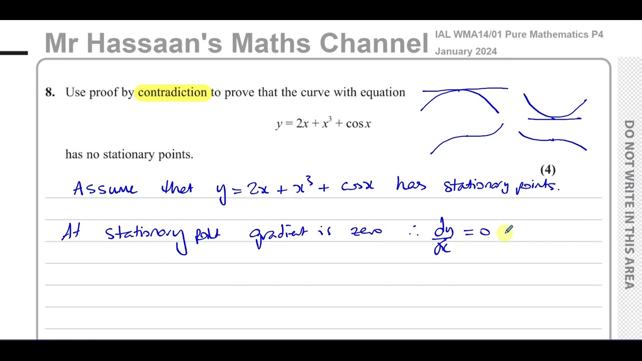 WMA14/01, (Edexcel), IAL P4, January 2024, Q8, Proof by Contradiction