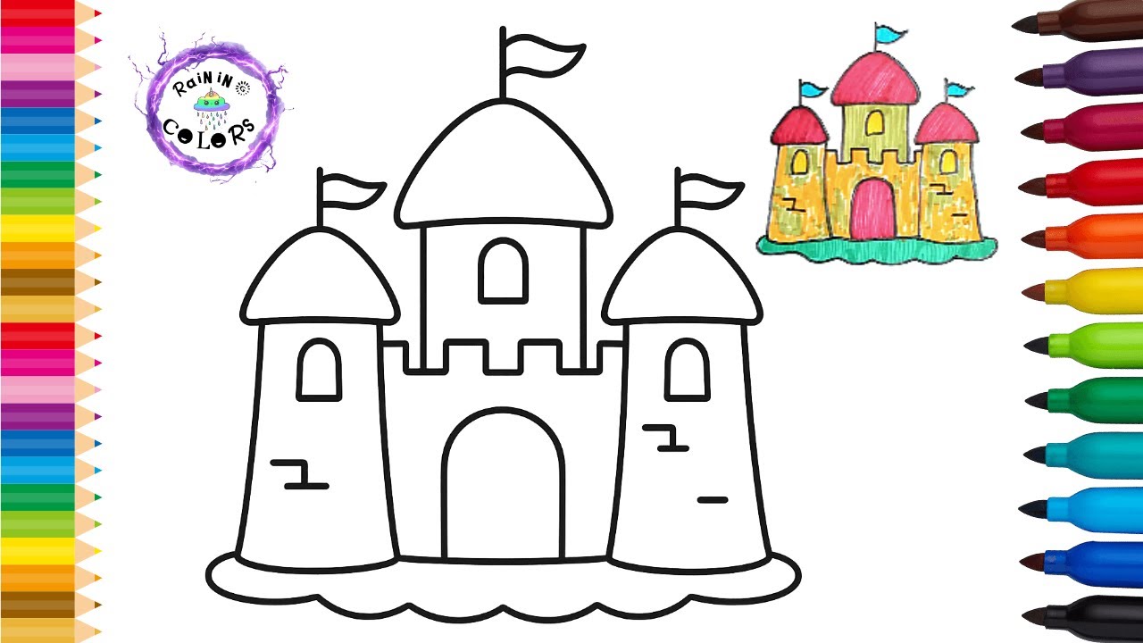 Cute Castle Easy Simple Drawing And Coloring #castle #rainingcolors