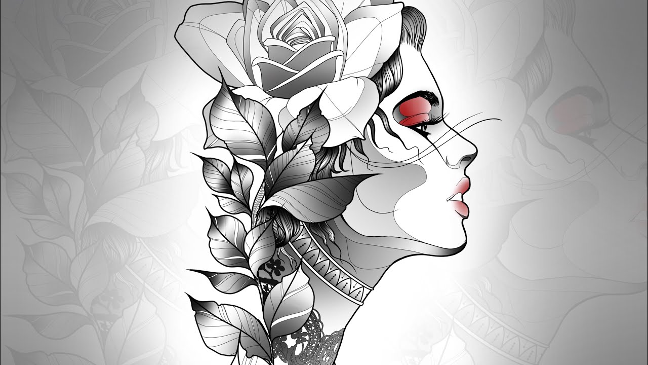 Neo traditional women portrait