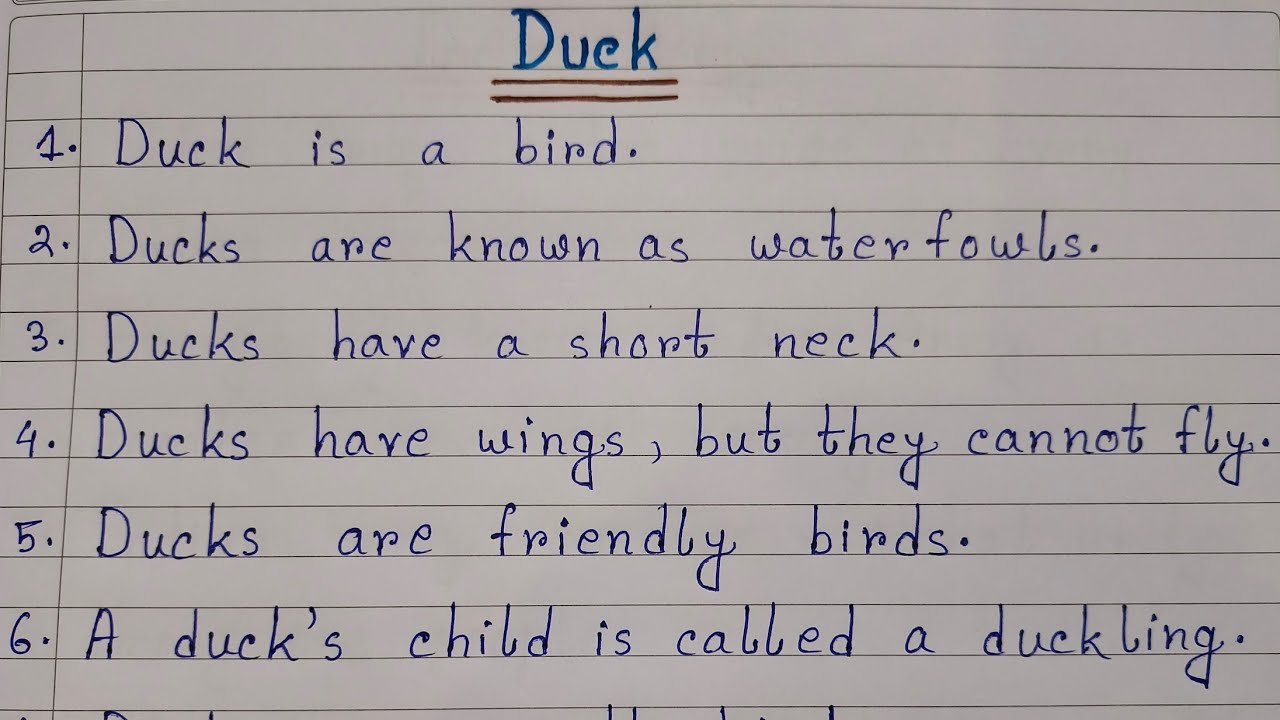 10 Lines On Duck In English🦆| 10 Lines Essay On Duck | Easy Sentences About Duck