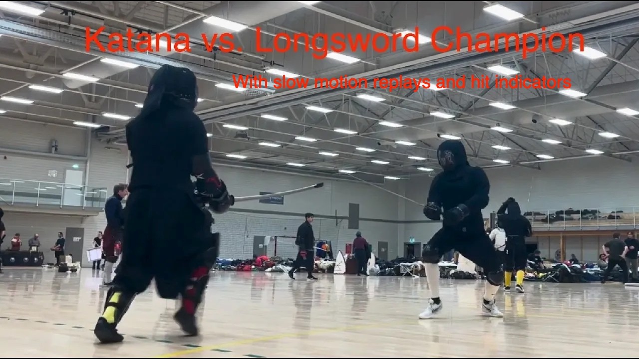Katana vs Longsword - Jieyu Wu vs. Joakim Börtin, Swedish Champion, Gekiken with Slow Motion Replay