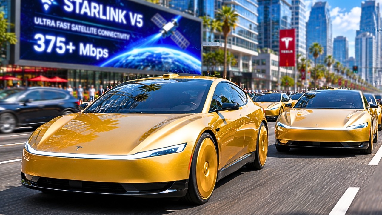 Tesla Cybercab FINALLY Upgraded: New Starlink V5 Hits 375 Mbps