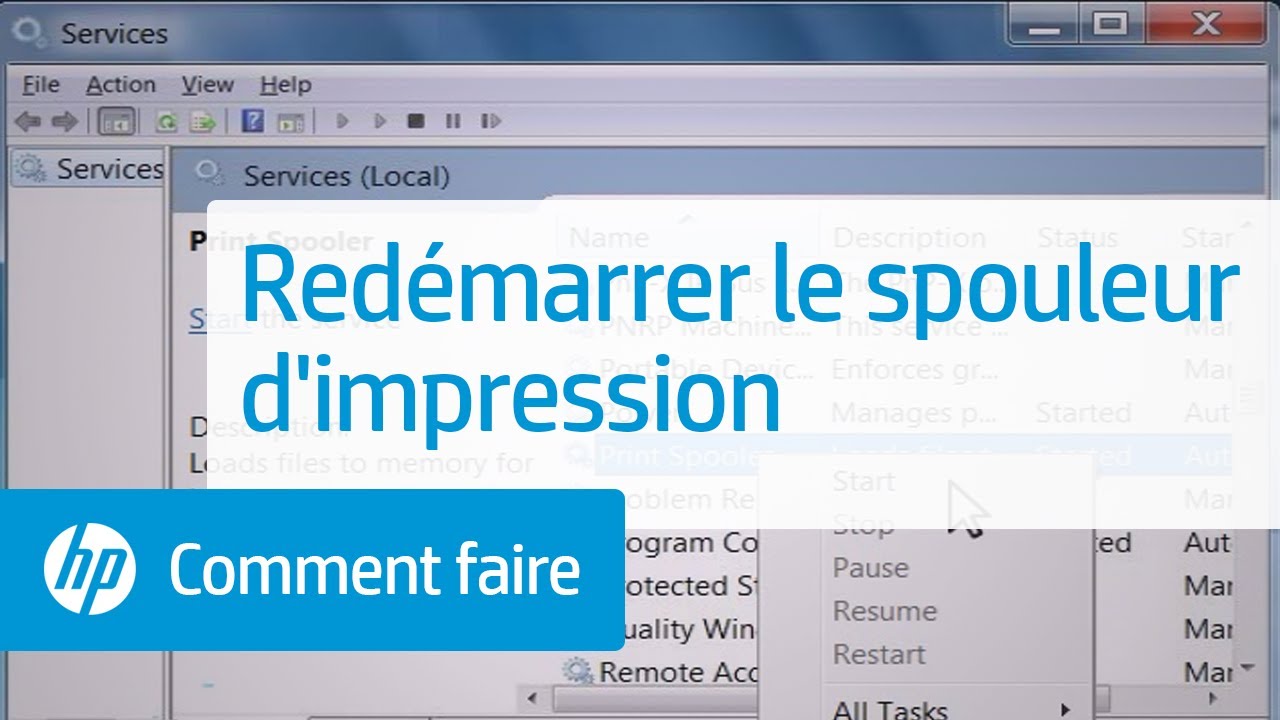 Red&eacute;marrer le spouleur d'impression