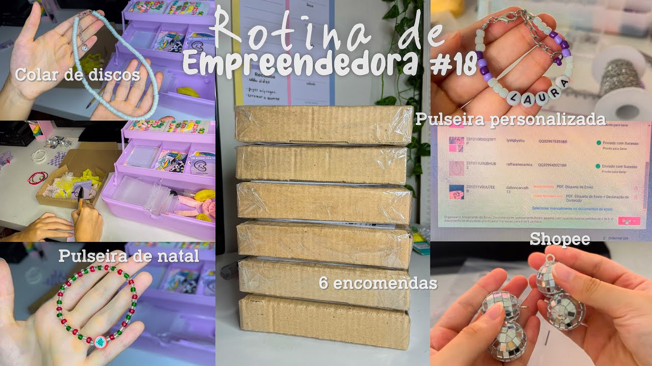Rotina de Empreendedora #18 🪩| Miçangas de Natal e Réveillon, embalando pedidos da Shopee…