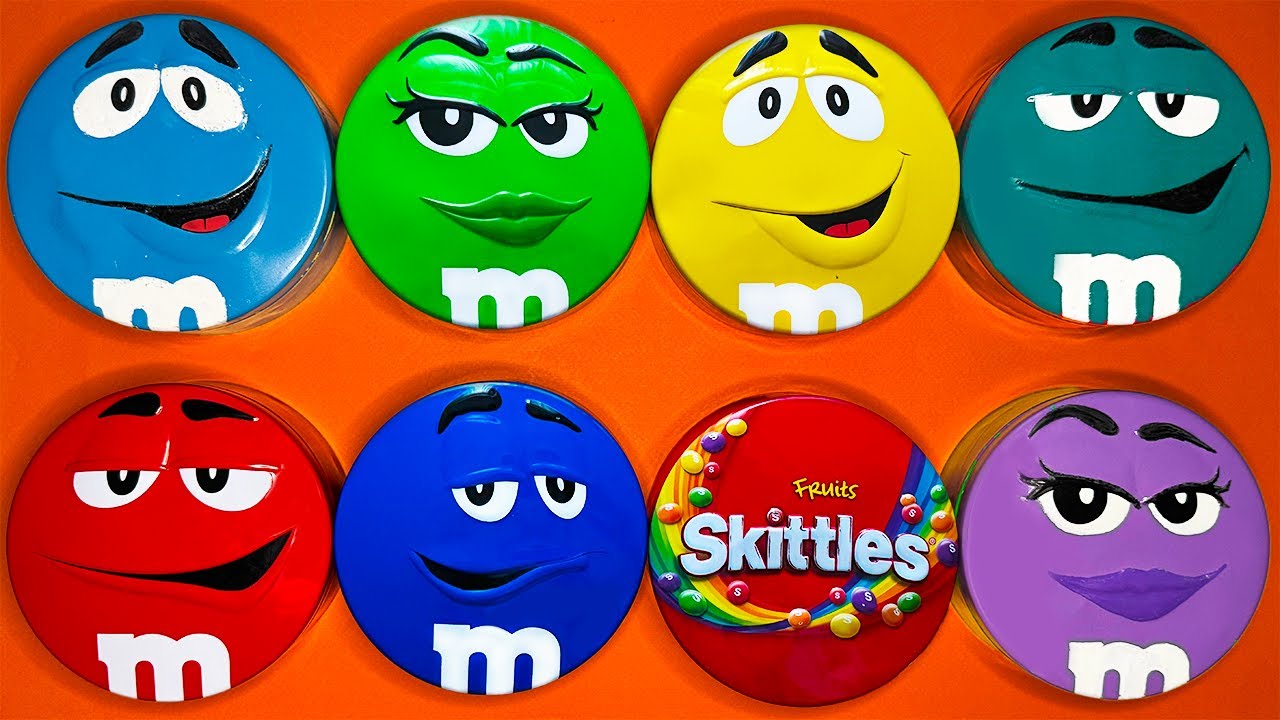 Satisfying Video | Beautiful Unpacking Mystery Tins with Rainbow Skittles and Yummy M&M'S Candy ASMR