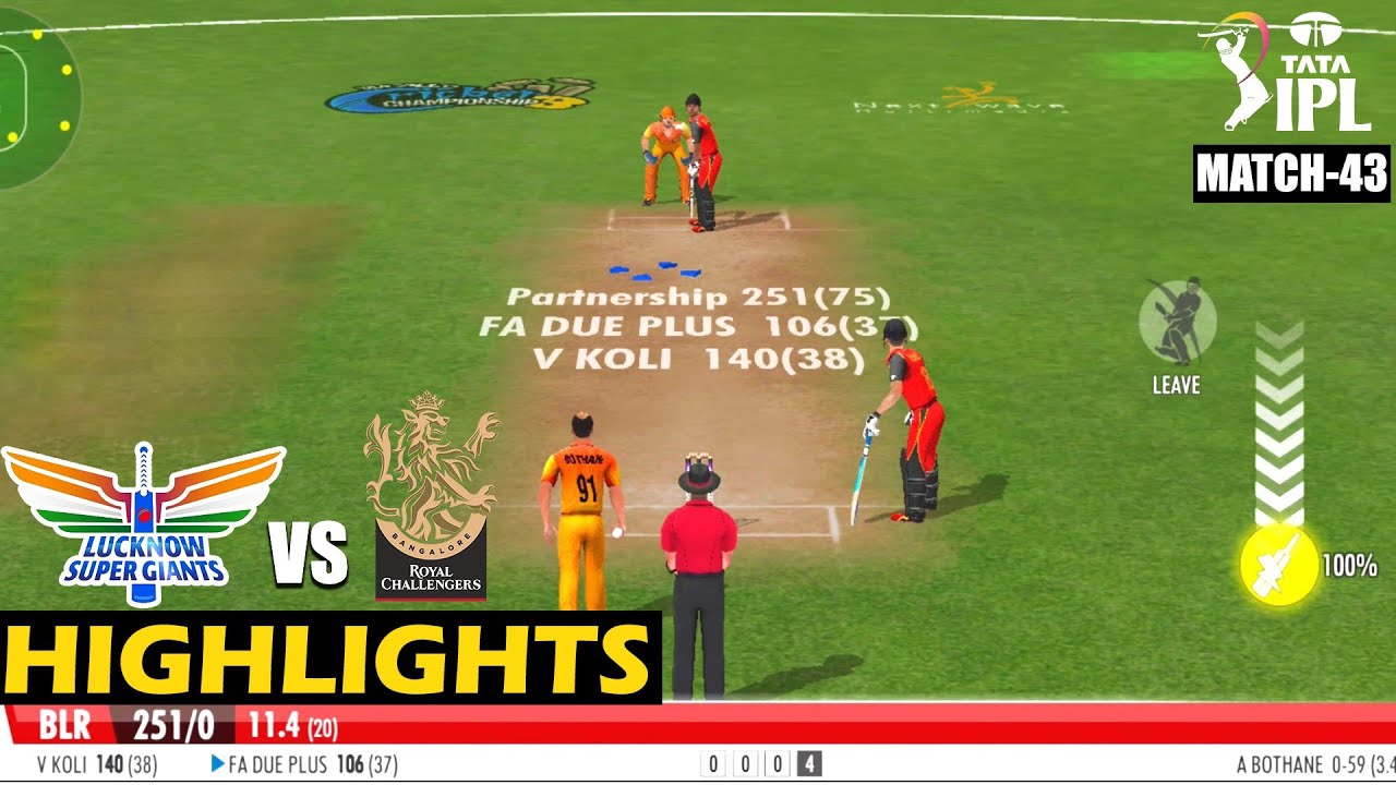 IPL-23 LSG vs RCB highlights 43rd Match wcc3 gameplay