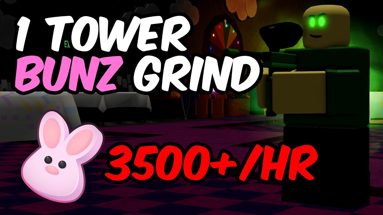 EASIEST WAY TO GRIND BUNZ 1 TOWER ONLY | Tower Defense Simulator | ROBLOX