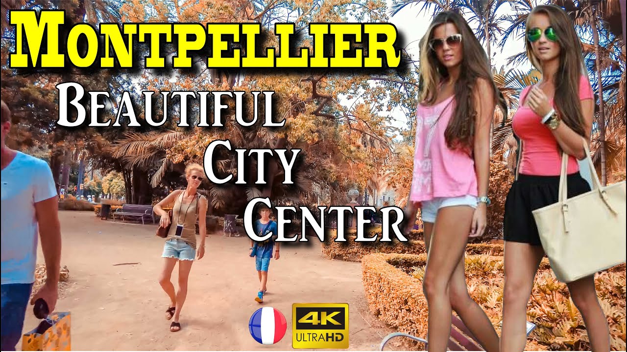 Montpellier, France, Place Comedie - 4k UHD 60fps -walking tour- with Subtitles