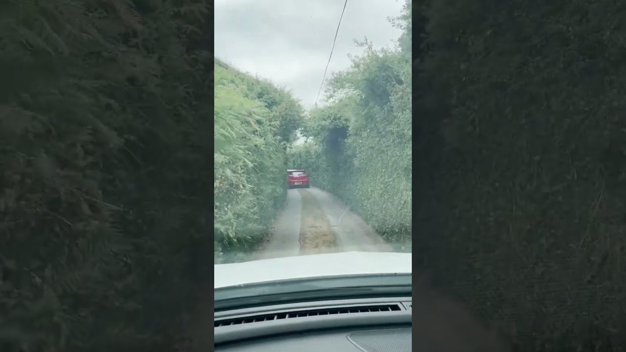 Driving narrow roads in Cornwall, England, UK