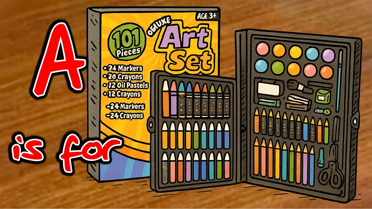 A is for Art supplies 🎨 | ABC School Songs | Cartoon comic strip Art