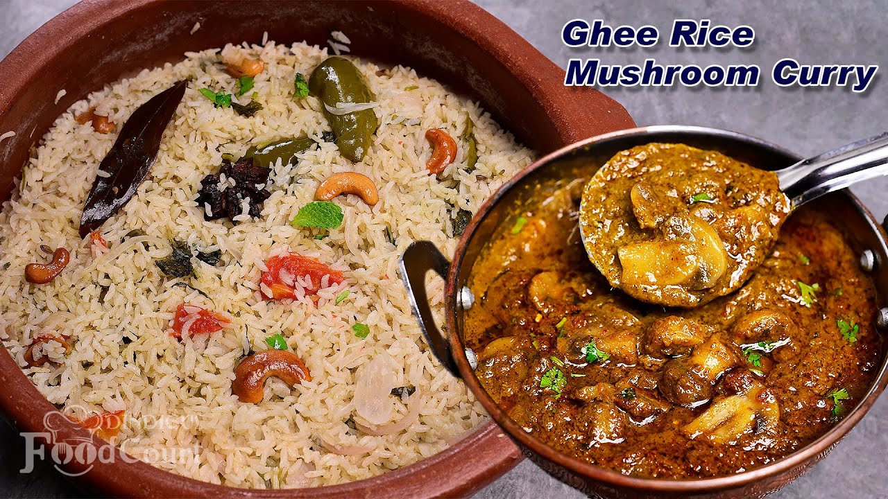 Tasty Veg Lunch Combo/ Ghee Rice/ Mushroom Curry