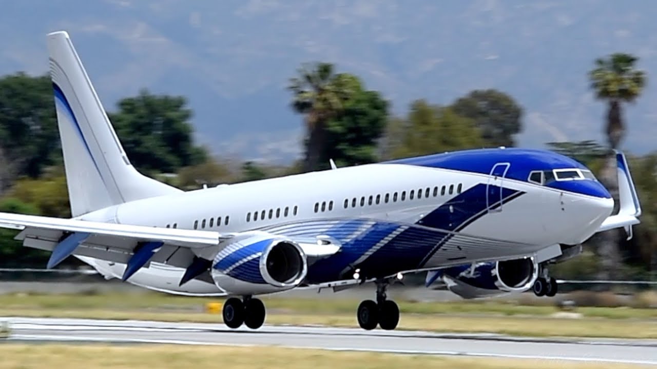 Beautiful 737-800 (BBJ2) arrives into Van Nuys from Tokyo (N737M)