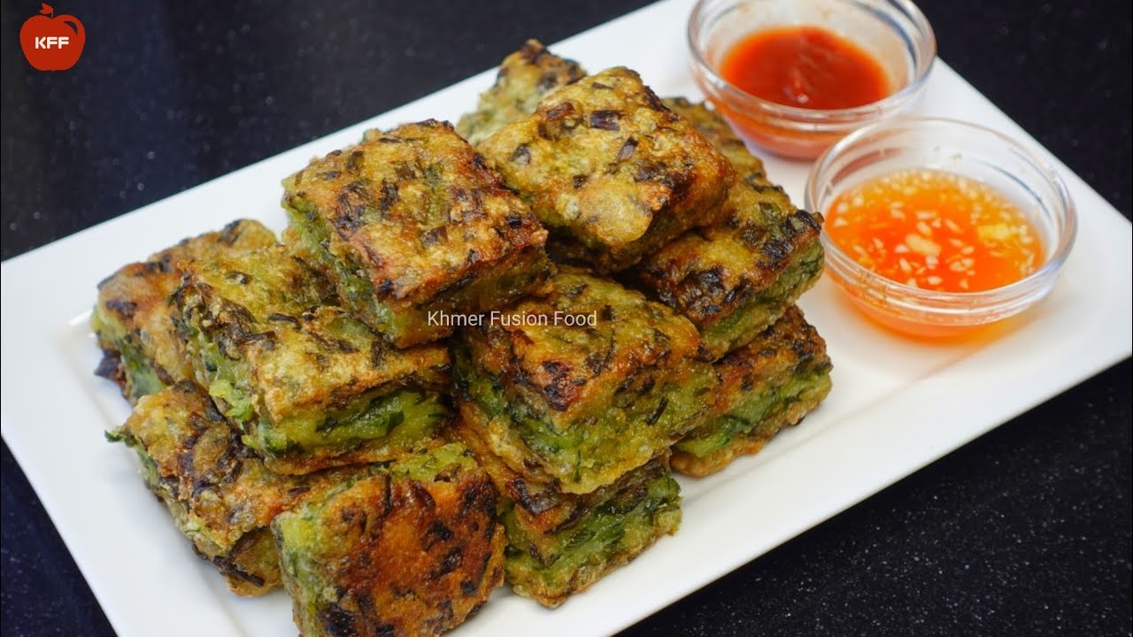 នំគូឆាយជ្រុង មិនចាំបាច់ថ្លឹងម្សៅរឺកូរលើភ្លើងទេ || Fried garlic chives cake