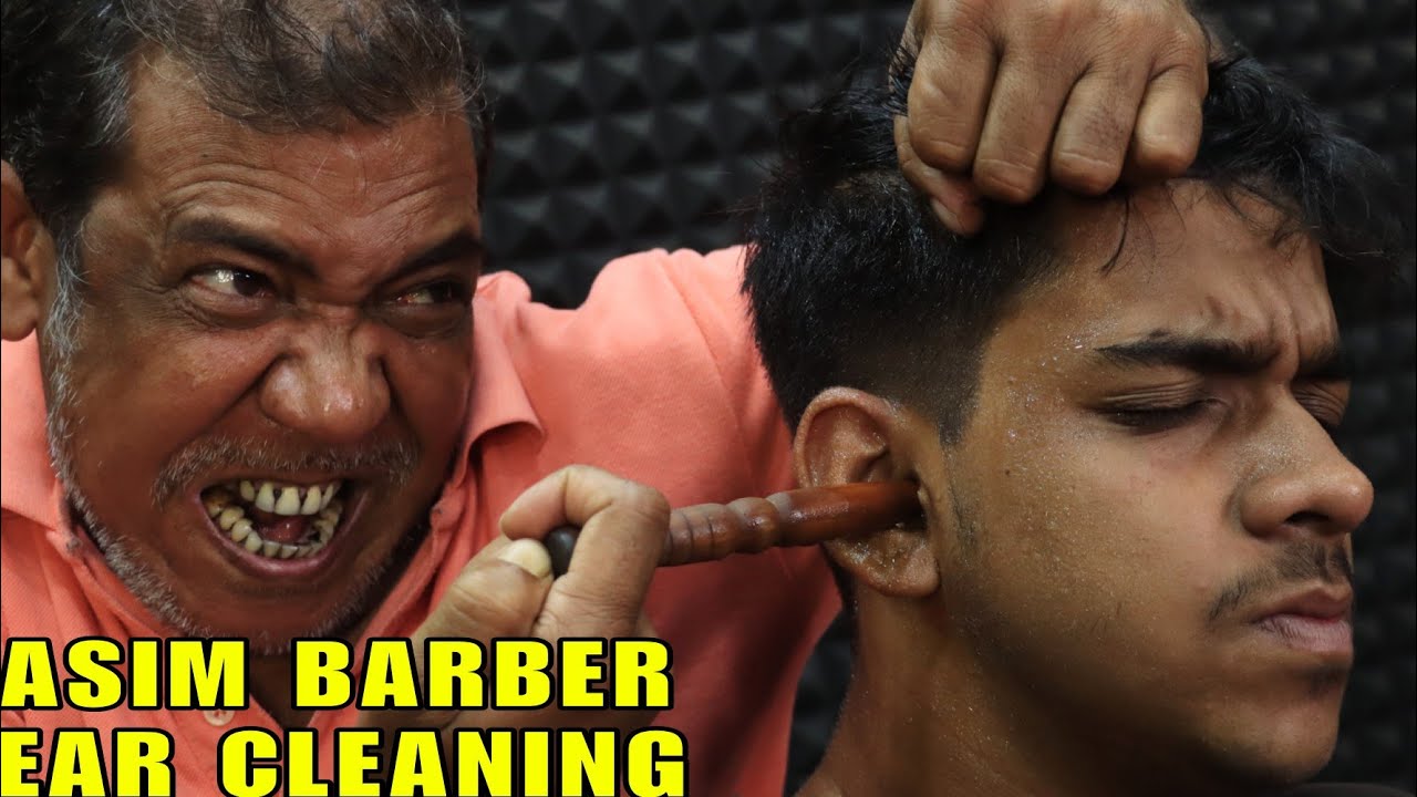 ASMR Ear Cleaning by Asim Barber | Head Massage & Hair Cracking | Neck Cracking | Ear Fingering ASMR