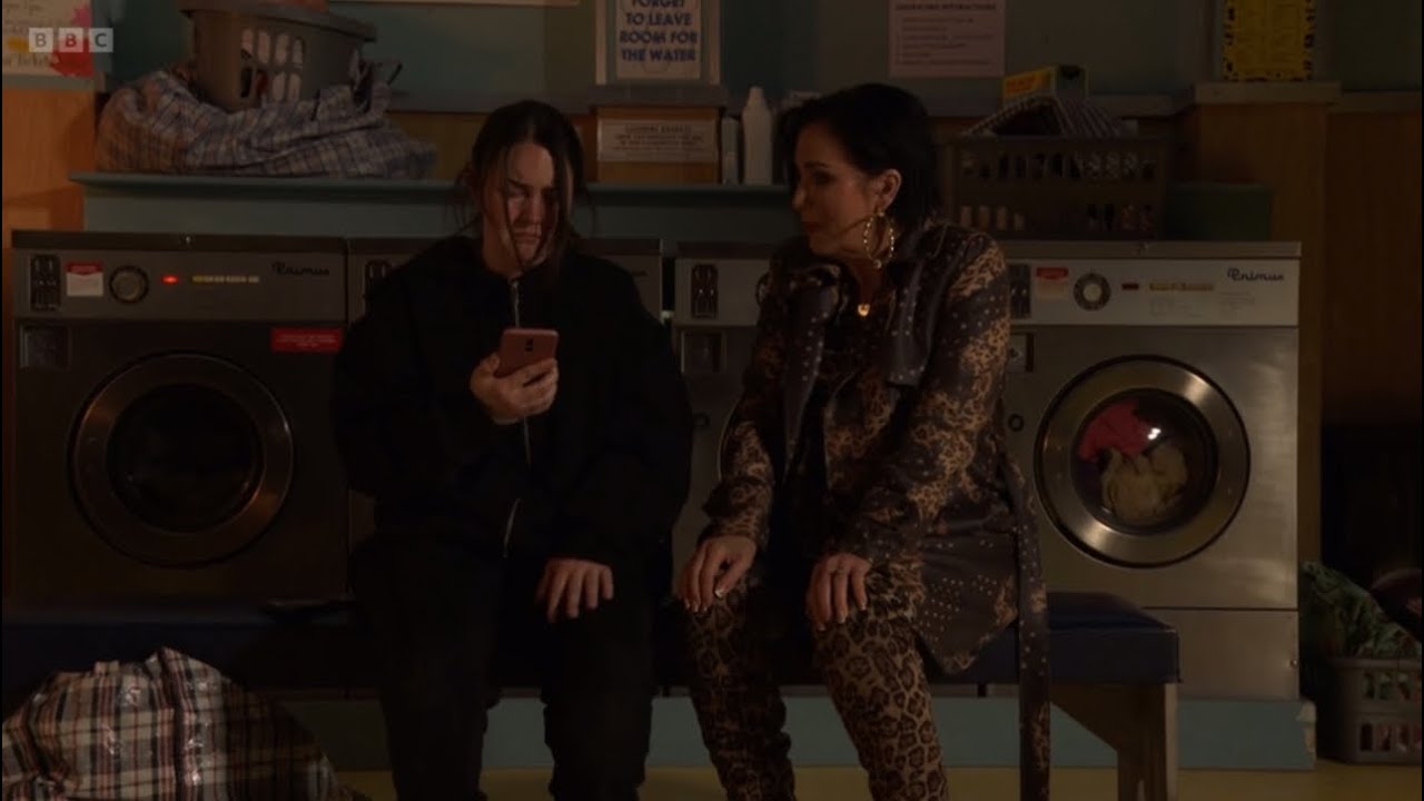 Eastenders Stacey gets her phone from the washing as kat warns her to put a stop to her behaviour