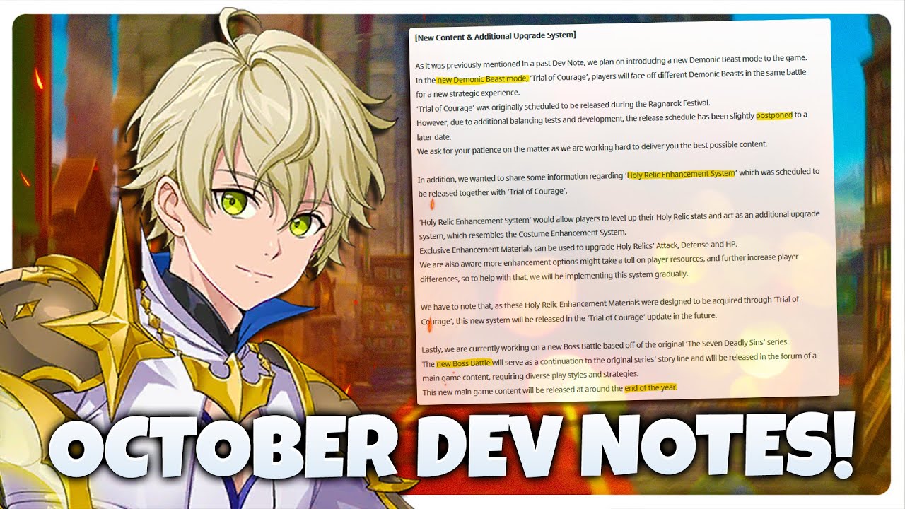 New Demonic Beast Mode, Holy Relic Upgrades, & New Story Boss? October Dev Notes! | 7DS Grand Cross