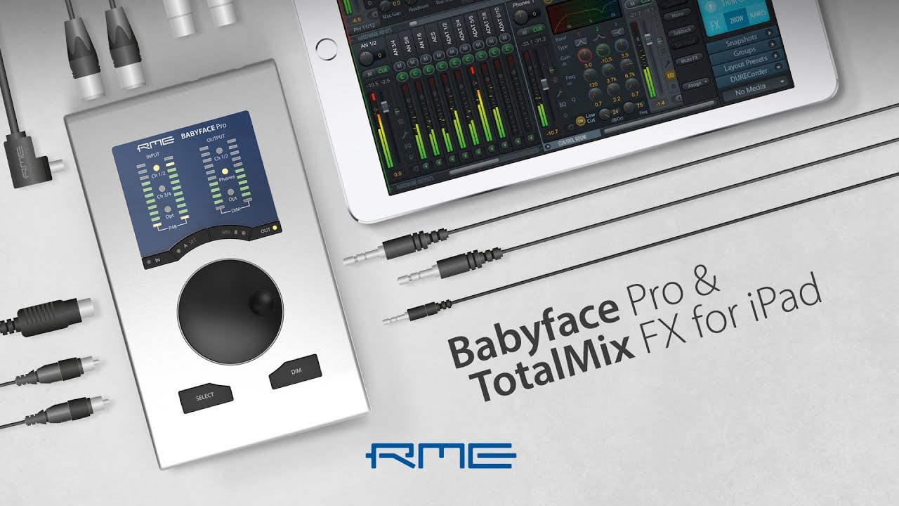 Аудиоинтерфейс Babyface Pro и программа TotalMix FX для iPad от RME Audio.