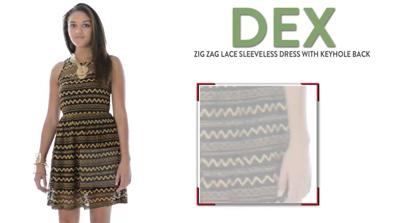 Dex Zigzag Lace Dress - Keyhole Back, Sleeveless (For Women)