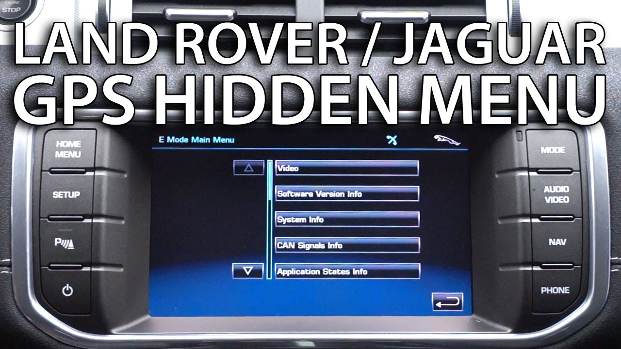 Range Rover Evoque / Jaguar F-Type hidden menu navigation system
