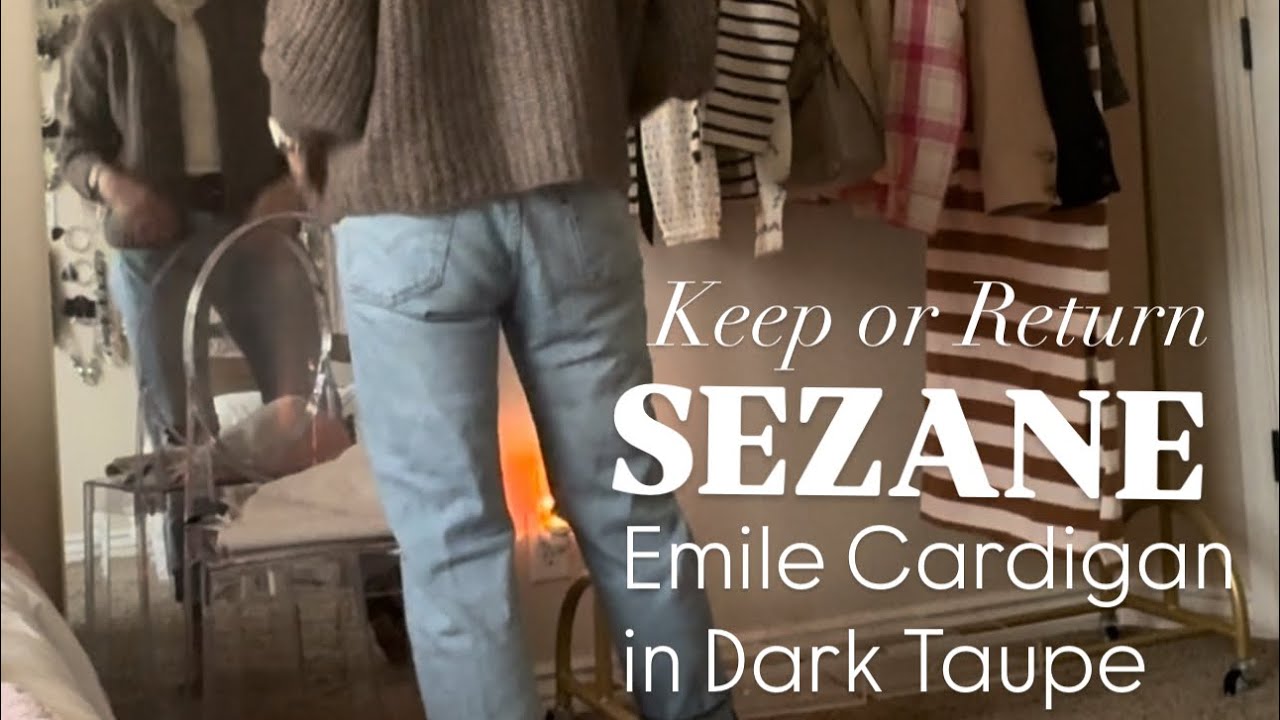 Sezane Emile Cardigan Try On & Review | Keep or Return | Dark Taupe & Vintage Blue | #sezane