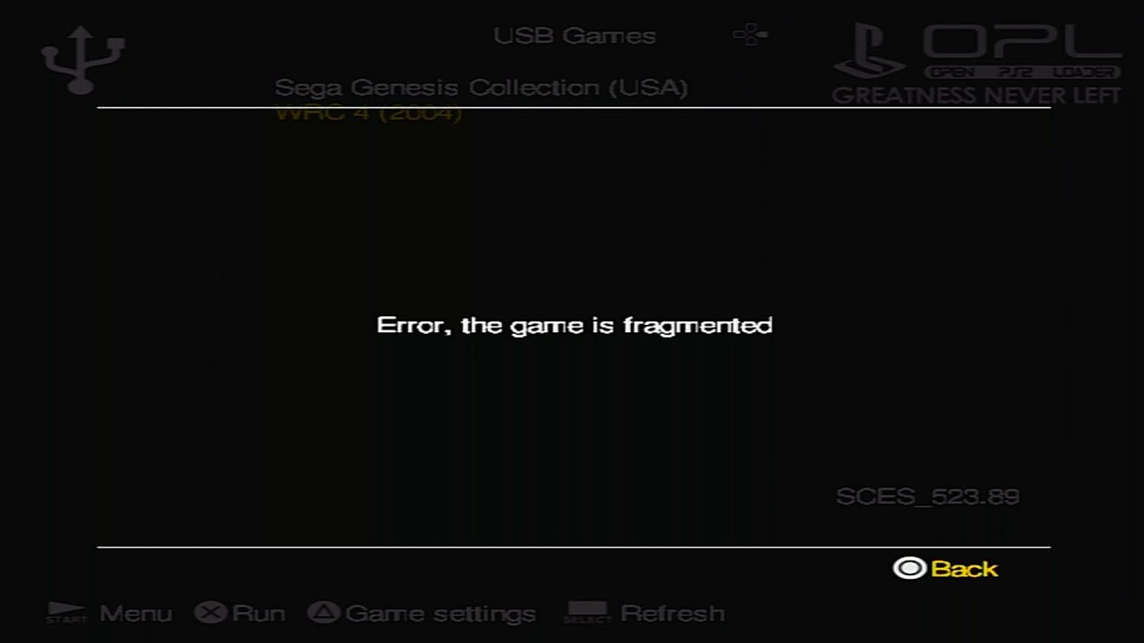 Решение проблемы (Error, the game is fragmented) PS2 OPL