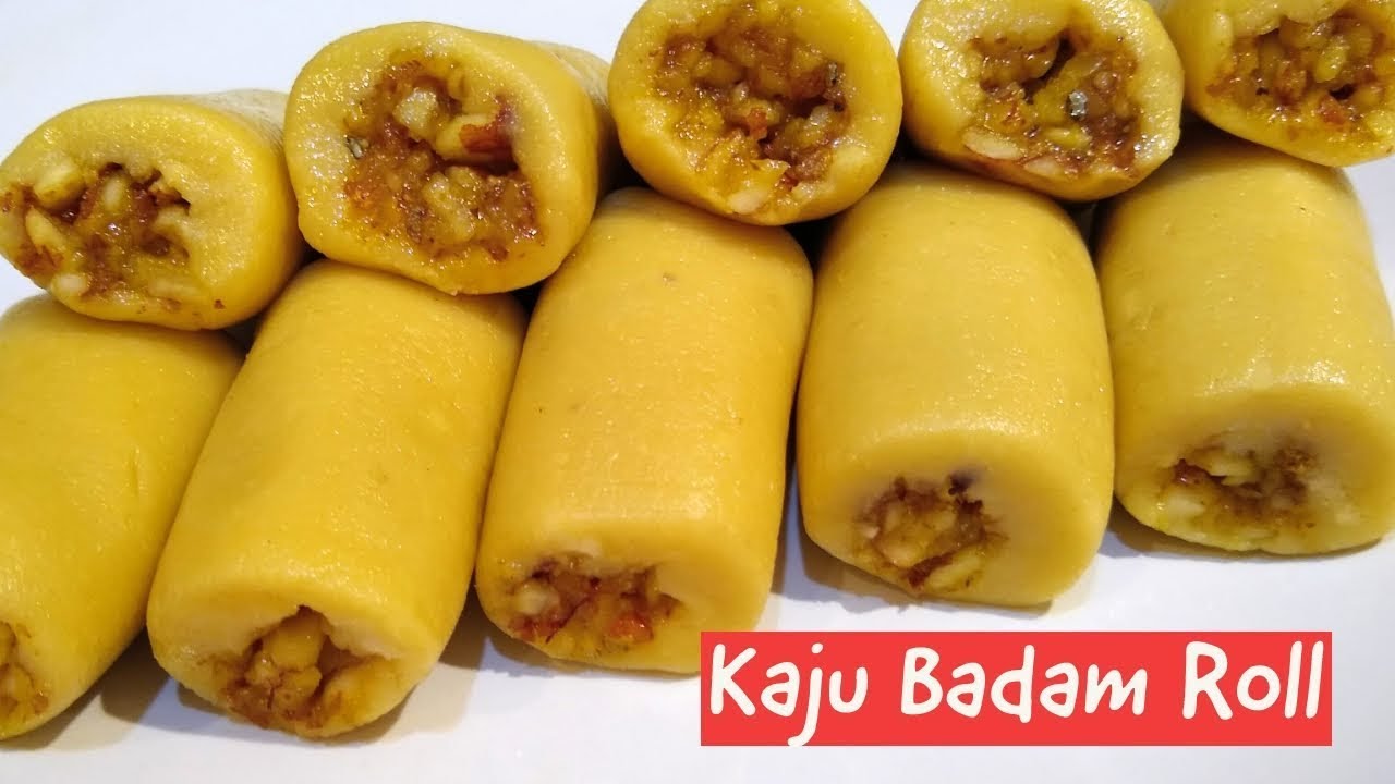Kaju Badam Rolls | Cashew Almond Rolls | kaju rolls