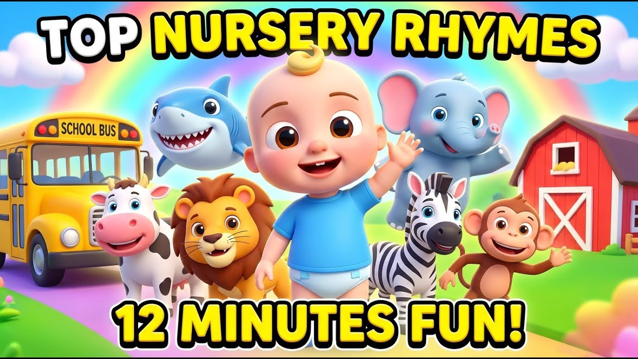 Top Nursery Rhymes for Kids 🎵 Wheels on the Bus, Baby Shark, Animal Sounds & More  TJ RHYMES