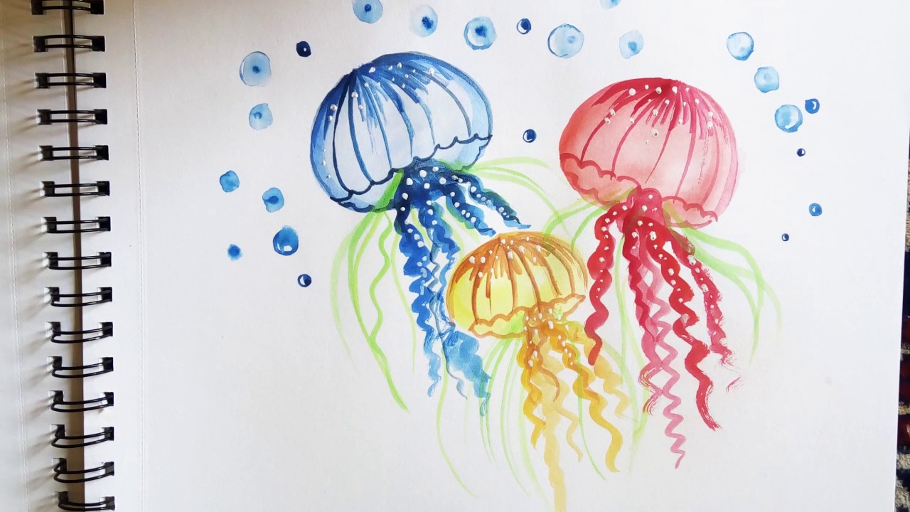 Jellyfish Painting With Watercolor | Easy Watercolor Tutorial For Beginners, Art Therapy