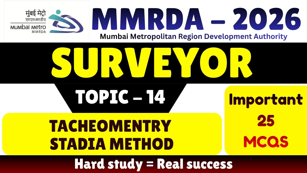Tacheomentry Stadia Method MCQS | MMRDA 2026 Surveyor | MMRDA Surveyor PDF 2026 | MMRDA Surveyor