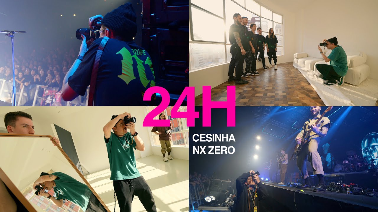 24 HORAS com CESINHA fotografando NX ZERO em estúdio e show