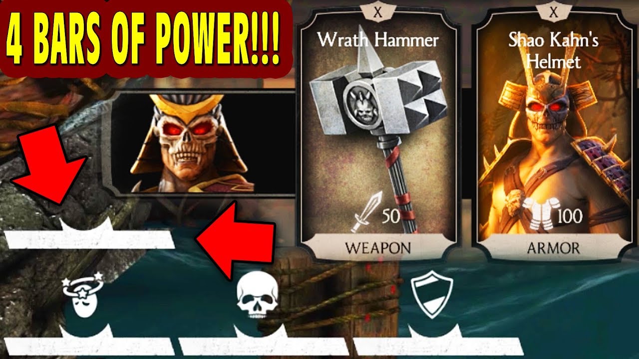MKX Mobile 1.15. Shao Kahn with 4 BARS OF POWER! Maxed Out Shao Kahn's Helmet!