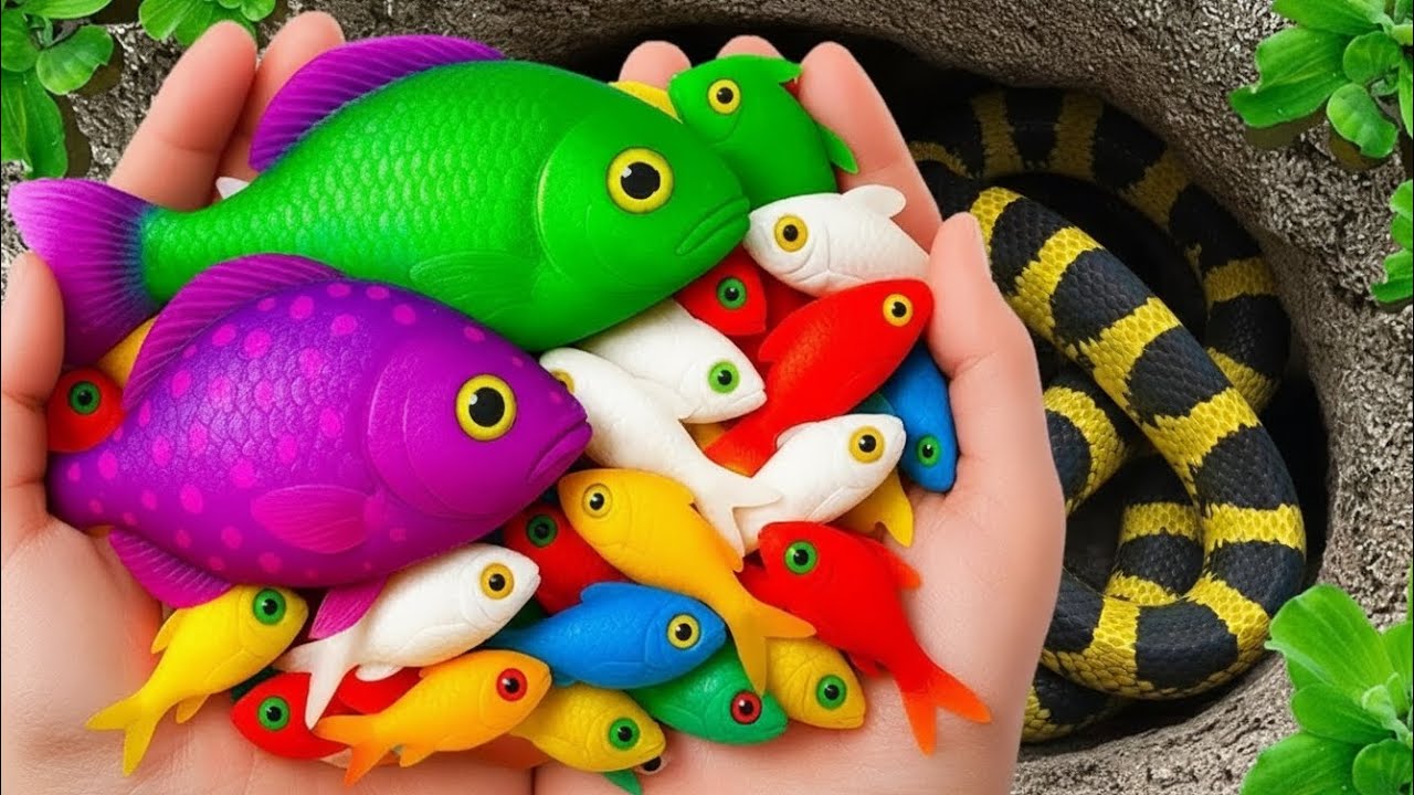 Amazing Catch Fish 🐠 7 Colors Happy with King Snake 🐍