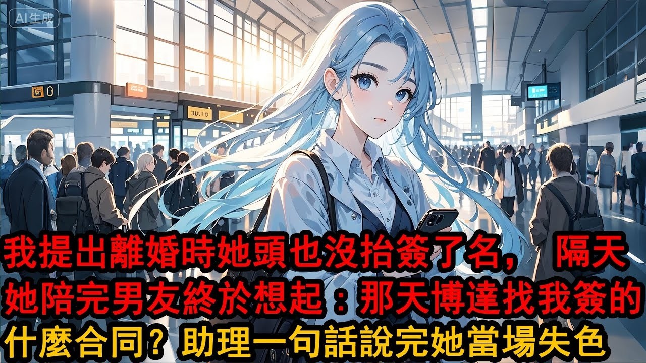 我在柳如煙最忙的時候提出了離婚。她頭也沒抬簽了名，忙著哄自己的小男友，看著她眉宇寫著「不耐煩」三個字，我笑笑安靜離開，隔天她終於想起：那天博達找我簽的什麼合同？助理一句話說完她當場失色