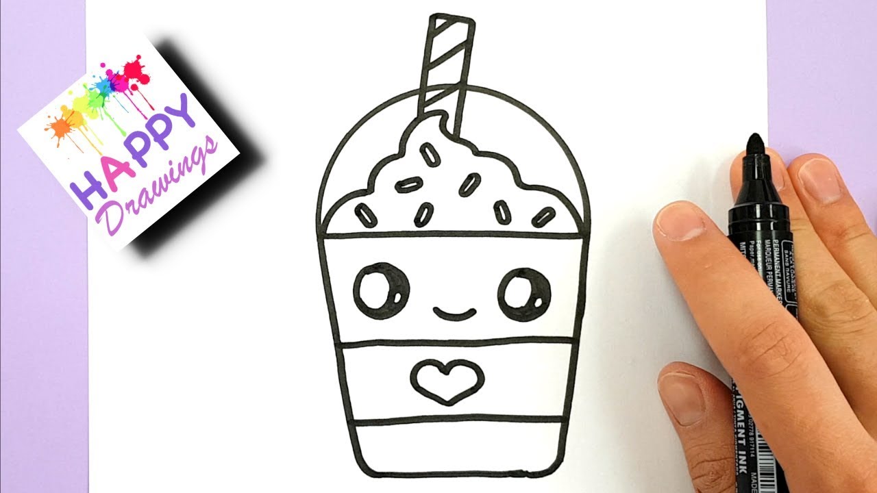 How to Draw a Starbucks Frappuccino Cute and EASY | Cartoon Drink