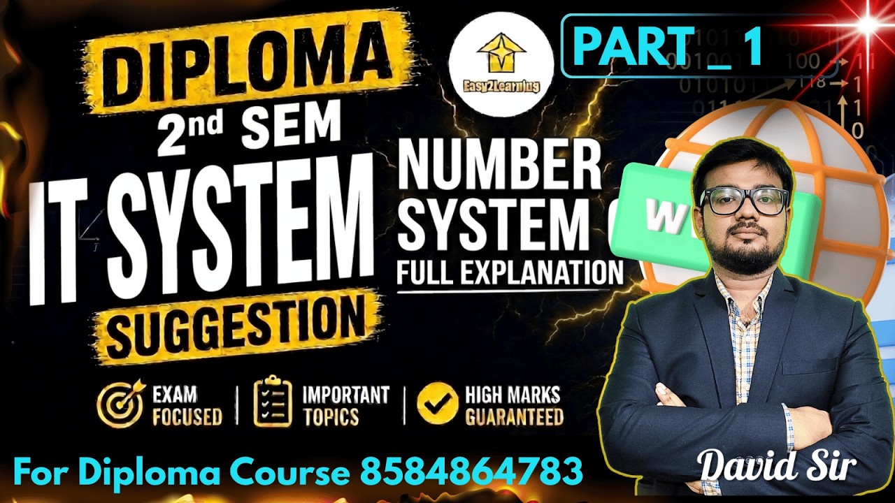 🔥IT System (Number System) Suggestion For Diploma 2nd Sem | Part - 1 | David Sir⚡Easy2learning App