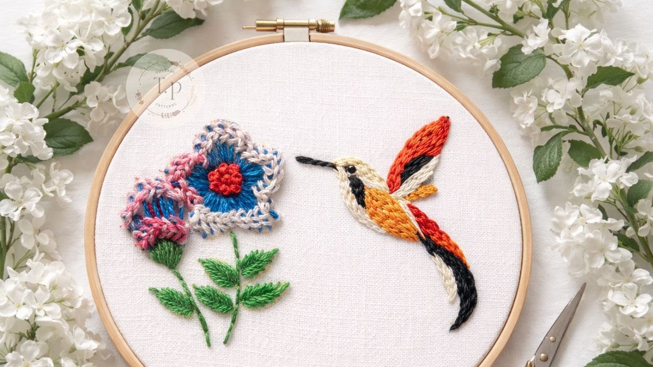 ✨🔥 Easy Beautiful Bird and Flower Embroidery Designs for Beginners #trending #trend #trendingvideo