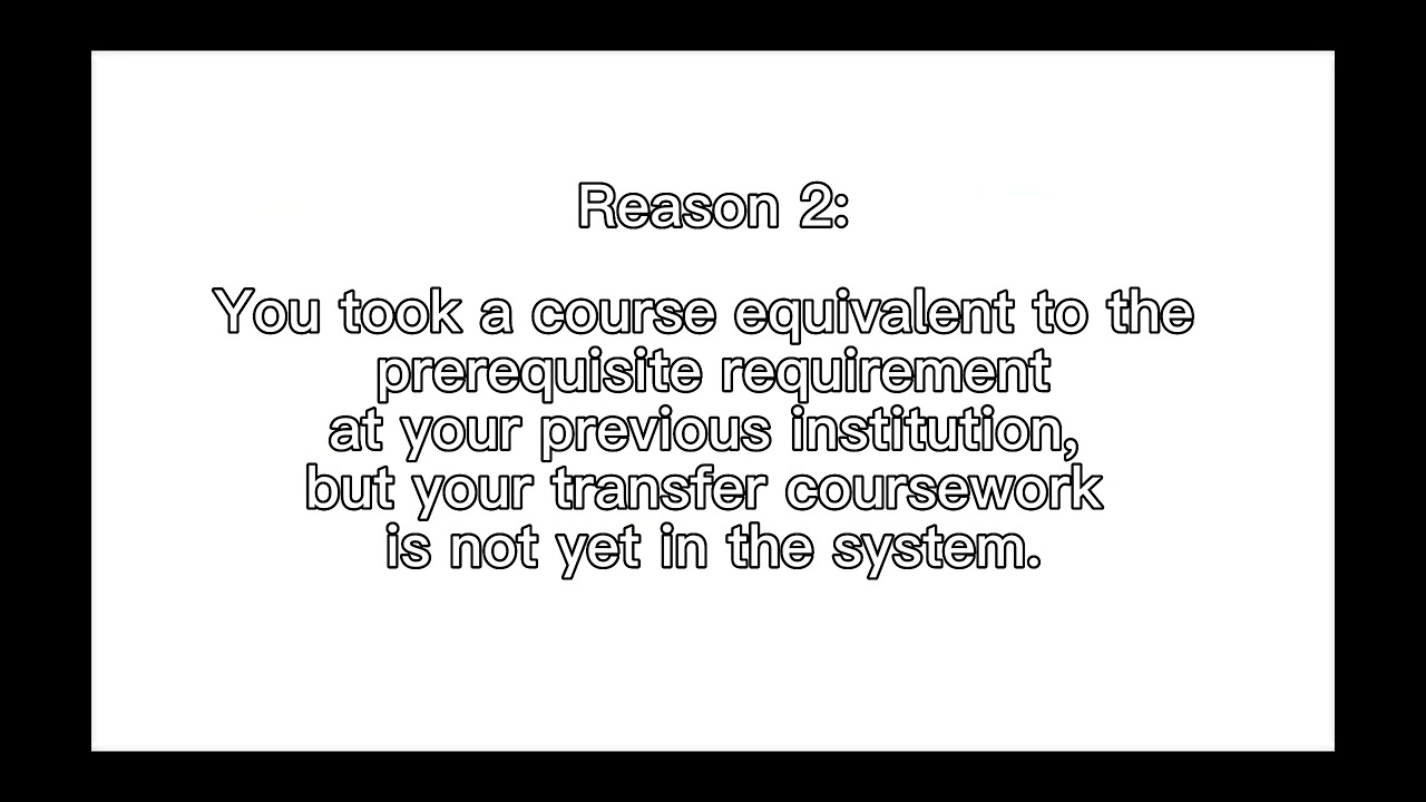 Prerequisite Petitions Explained - Yellow Cluster Transfer Students