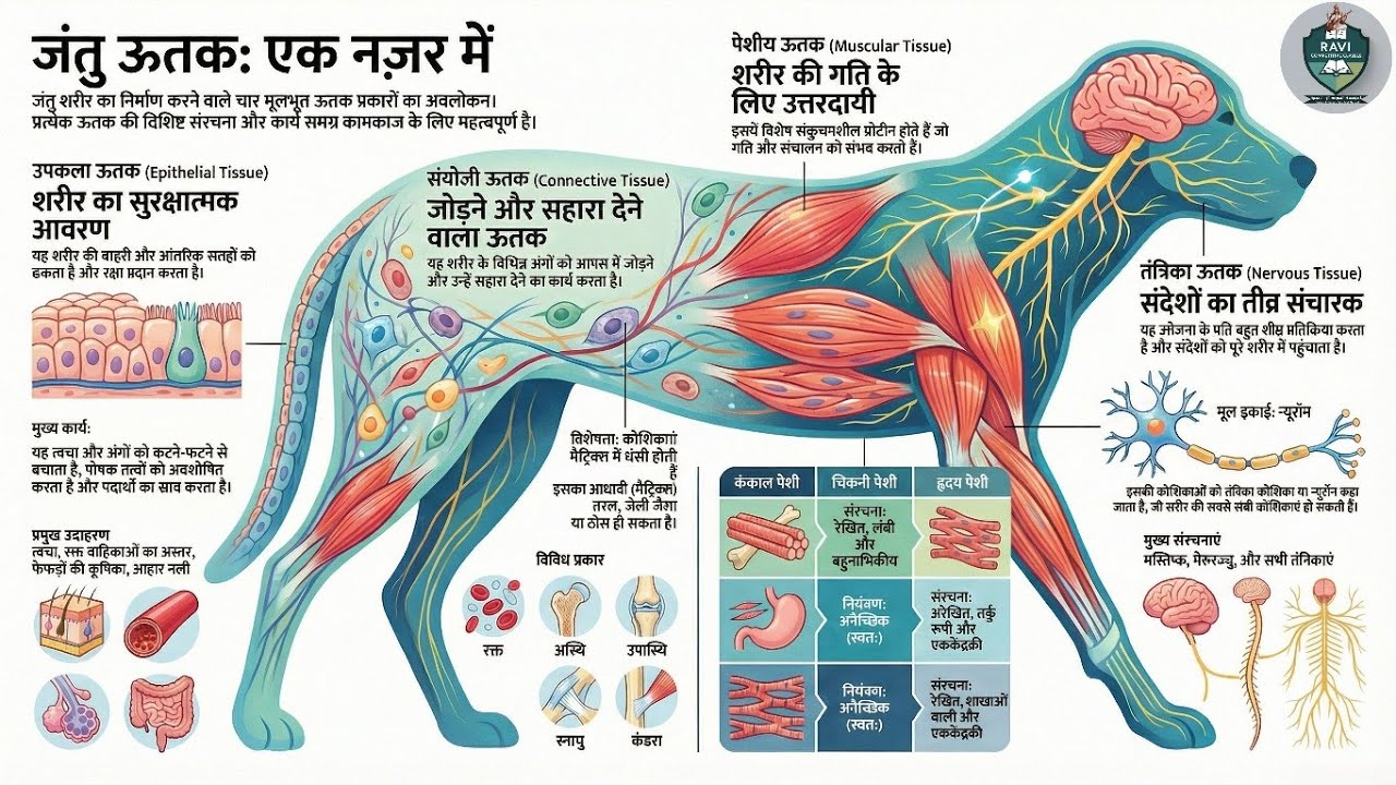 ​🌱 Plant Tissue vs Animal Tissue 🐅 | ऊतकों की दुनिया: पूरा Concept एक वीडियो में! 🧬RaviCom.Classes