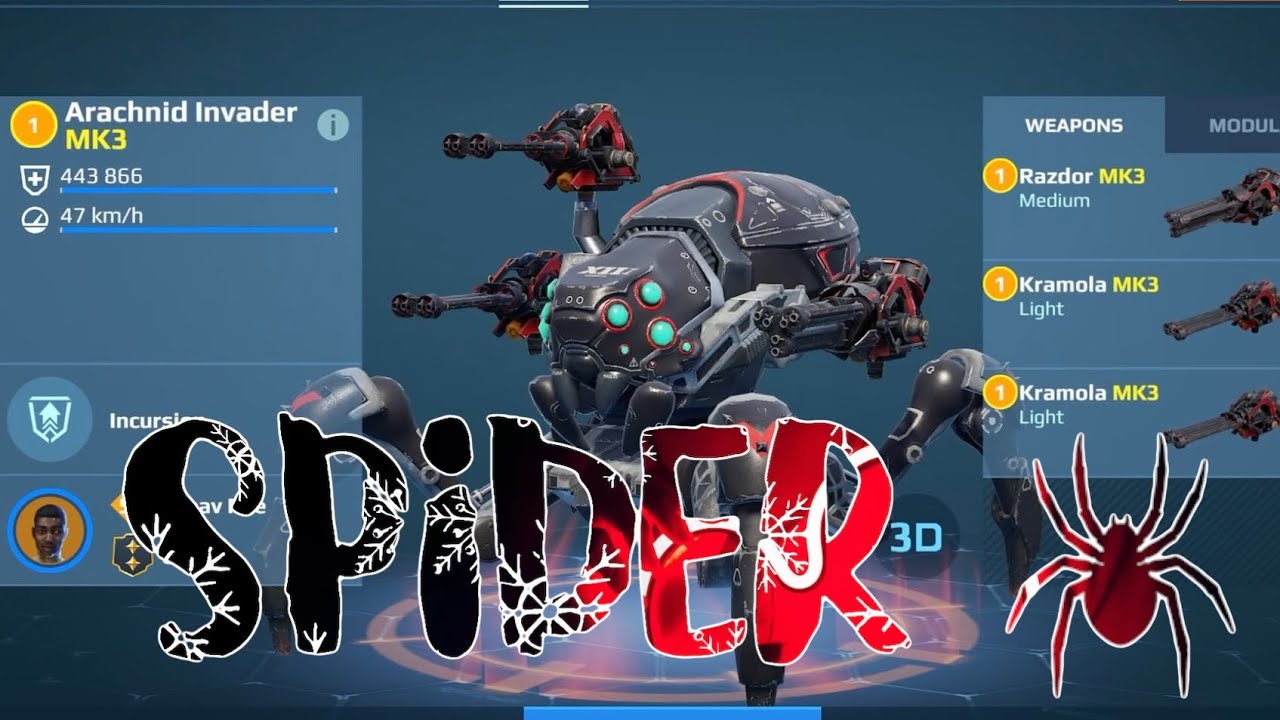 Invader Machine Guns | The Big Spider Robot | War Robots Gameplay