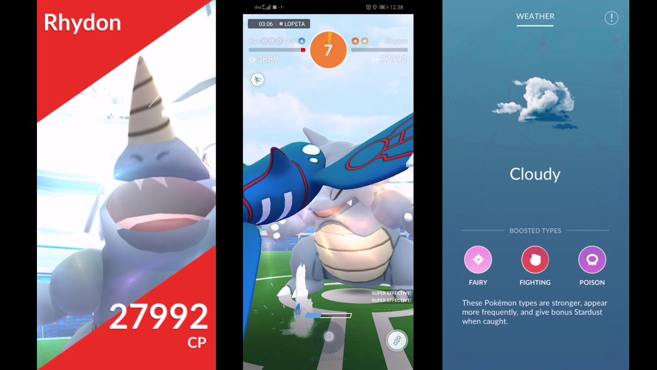 Pokemon Go | Rhydon solo | Mud-Slap/Surf, Cloudy weather (no boosts)