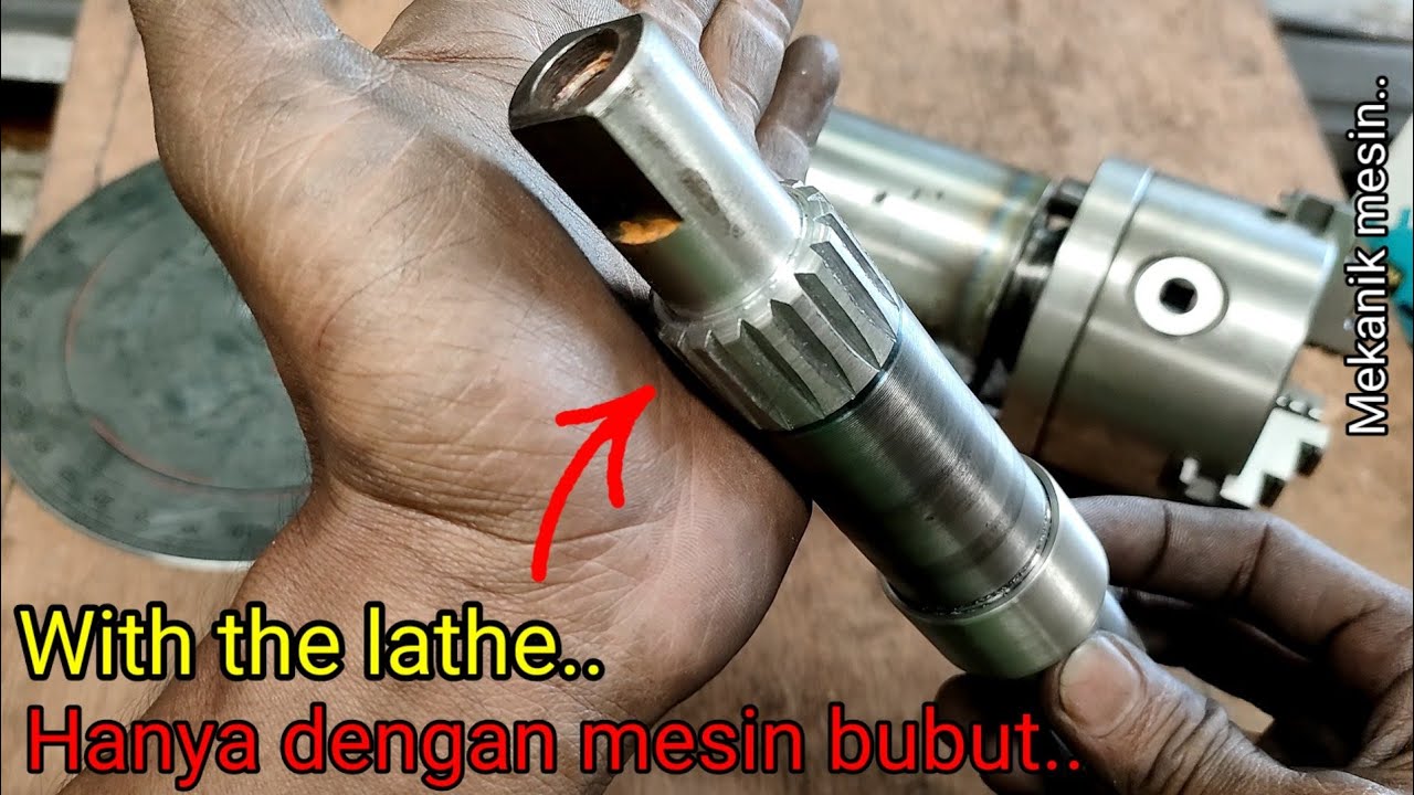 Method Spline on a Lathe Machine.. Worm and Gear Hobbing Axle Frish