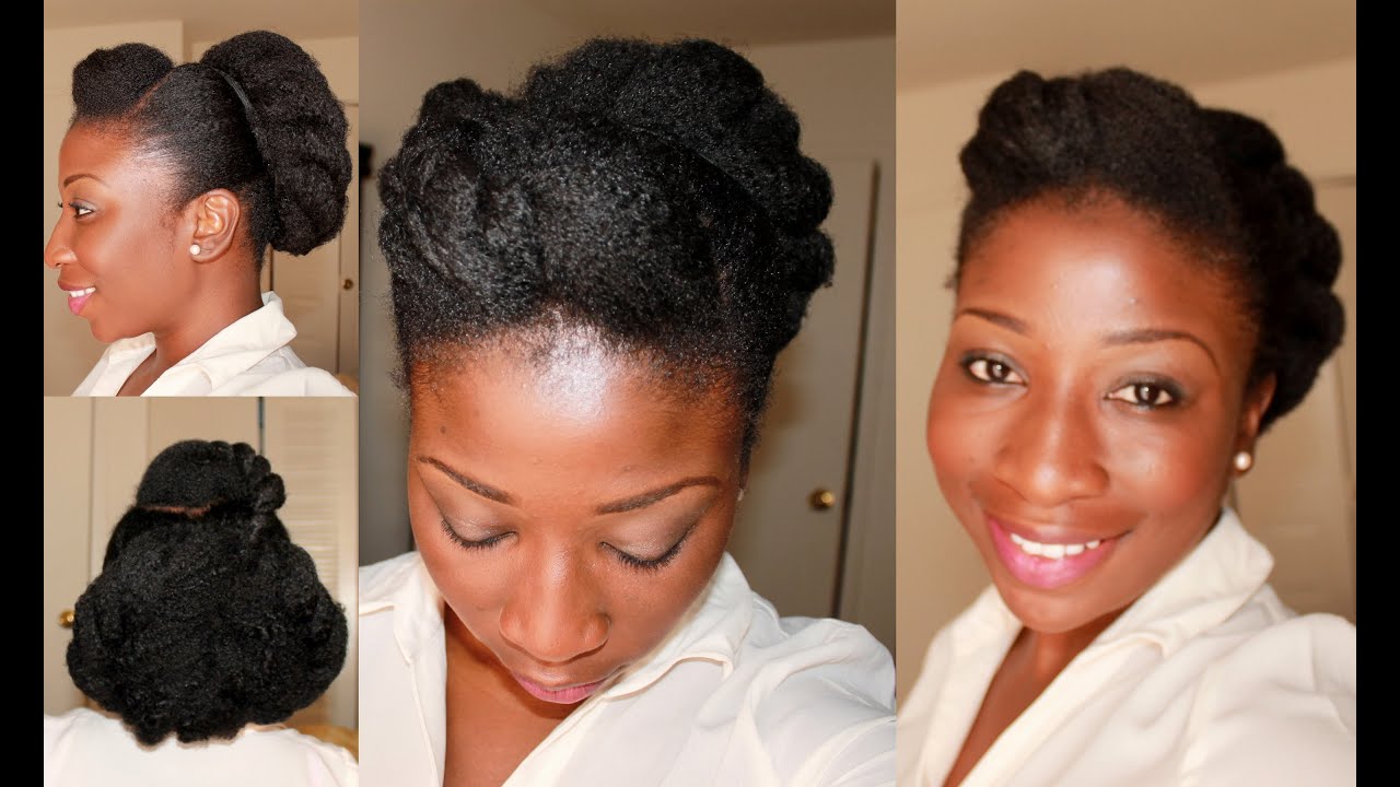 55) Protective Style: Low Flat Twist Bun of Natural Hair