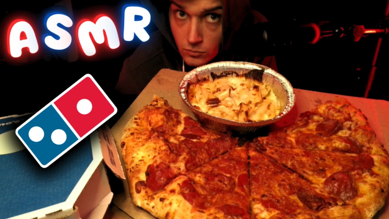 ASMR Eating Domino's Pizza & Pasta For The First Time (Domino's Mukbang)