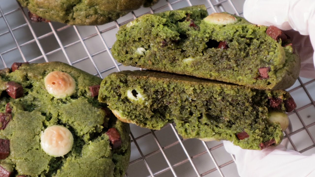 말차 화이트 초코 마카다미아 쿠키 만들기 matcha white chocolate macadamia cookie