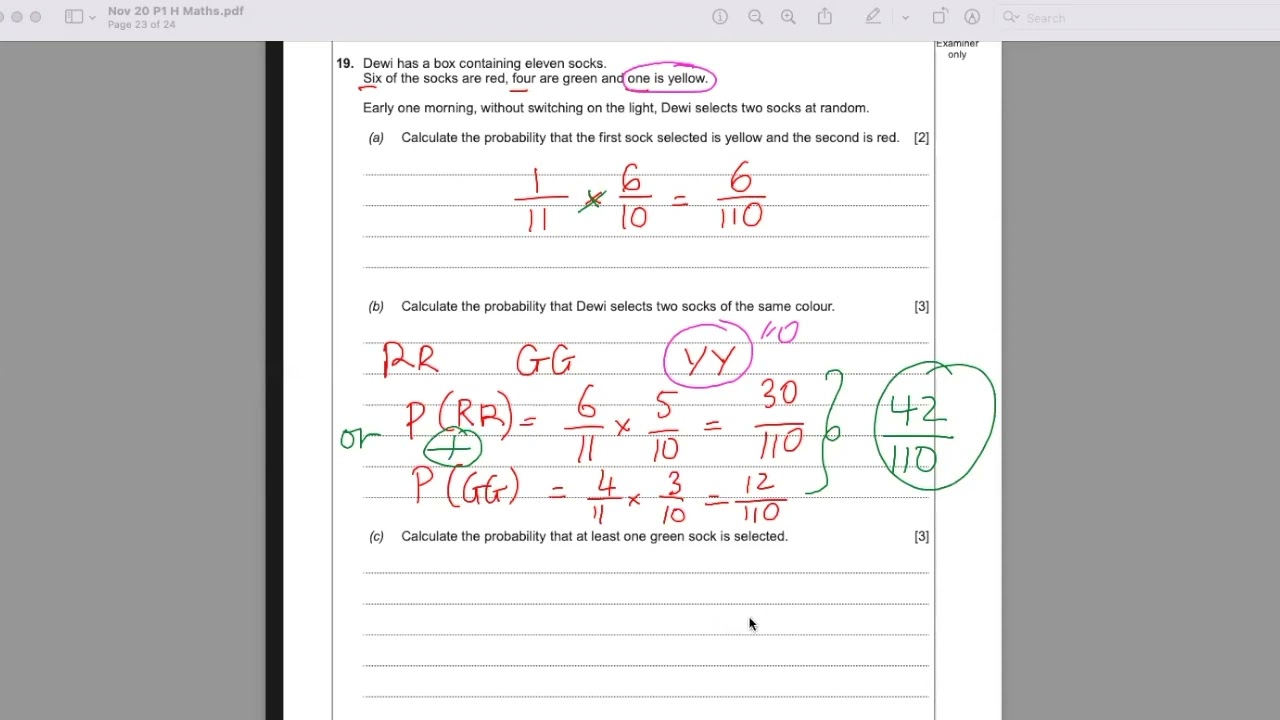 Q19 Higher Tier Maths Unit 1 Nov 2020 - Conditional Probability #wjec2022 #mathsgcse #probability