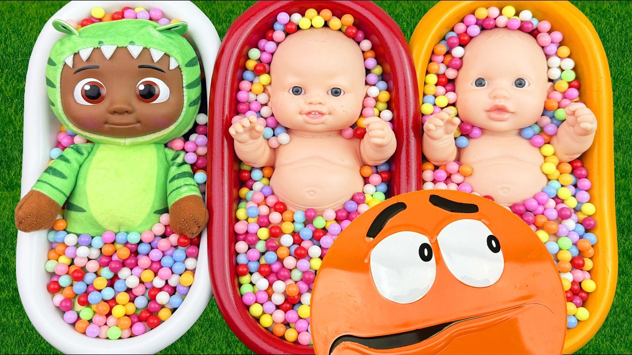 5 Minutes Satisfying with Full of 3 Rainbow BathTubs Candy with M&M's & Magic Slime Cutting Video