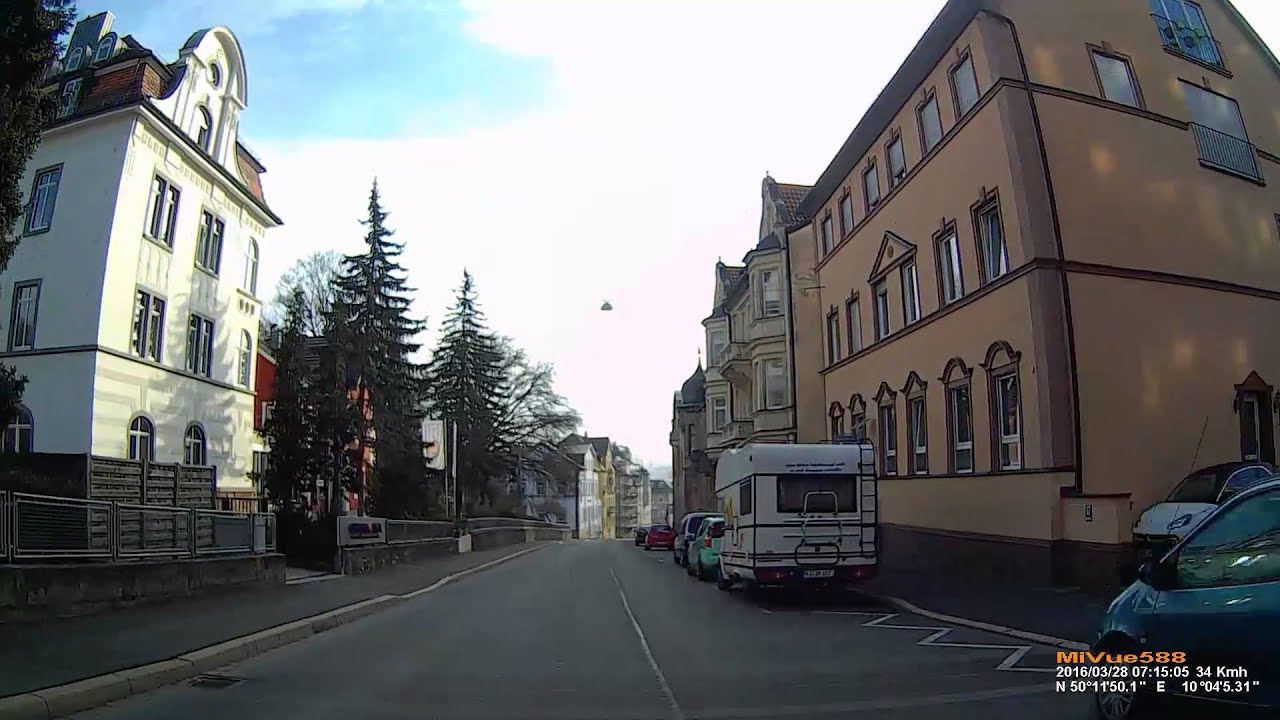 D: Große Kreisstadt Bad Kissingen. Landkreis Bad Kissingen. Fahrt durch die Stadt. März 2016
