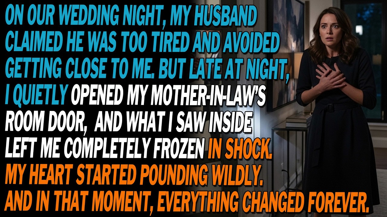 💔 Wedding Night, My Husband Said He Was Tired. At Midnight, I Peeked Into Mil’s Room—and Froze.
