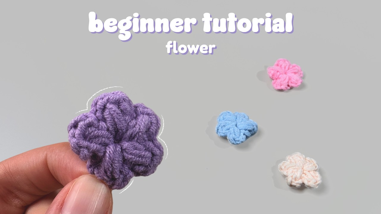 how to crochet mini flower beginner tutorial | crochet cute accessory | crochet flower keychain