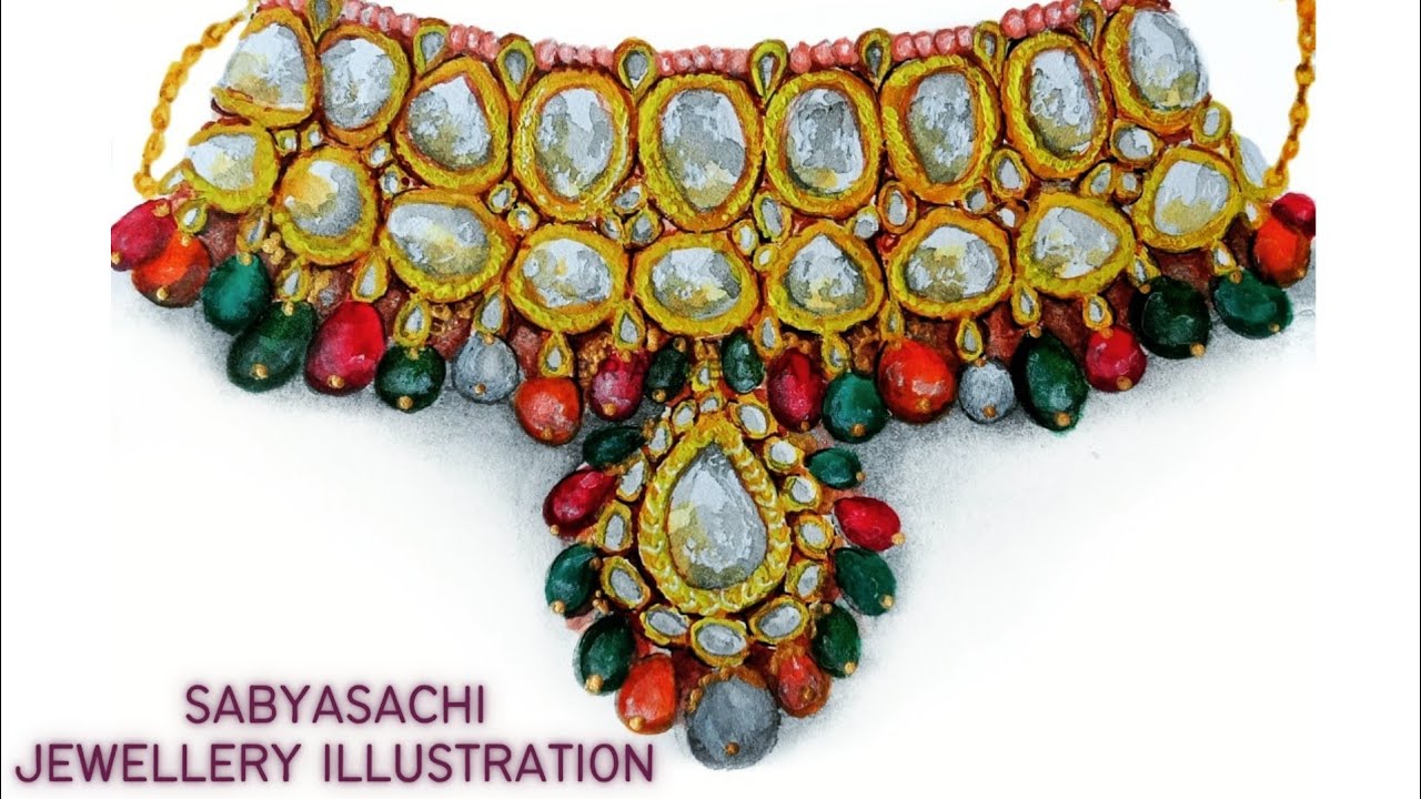 SABYASACHI Jewellery Illustration | Acrylic painting | Braided art